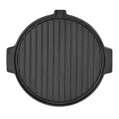 30CM Round Cast Iron Korean BBQ Grill Plate with Handles and Drip Lip