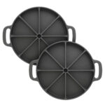 2X 21.5CM Round Cast Iron Baking Wedge Pan Cornbread Cake 8-Slice Baking Dish with Handle