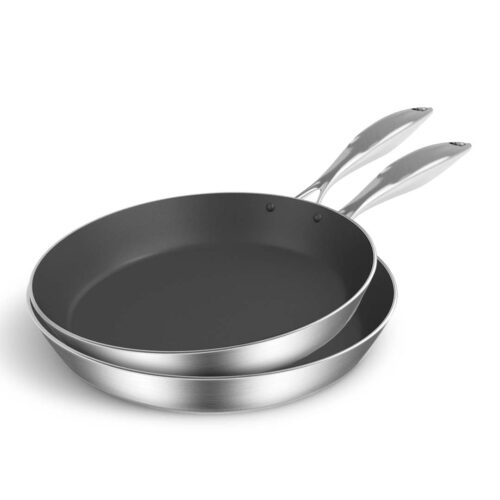 Stainless Steel Fry Pan 26cm 36cm Frying Pan Induction Non Stick Interior