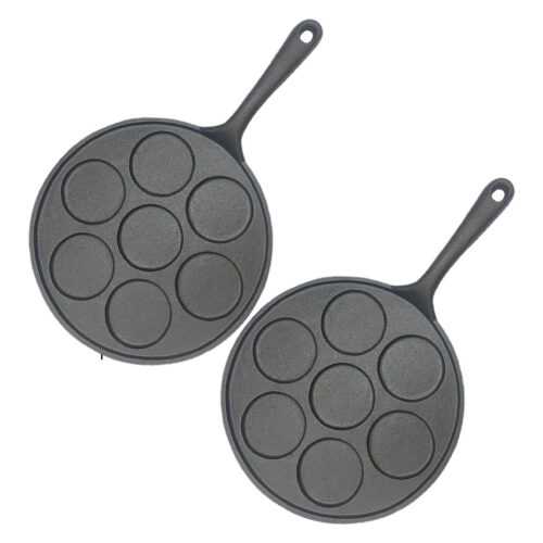 2X 23cm Cast Iron Takoyaki Fry Pan Octopus Balls Maker 7 Hole Cavities Grill Mold