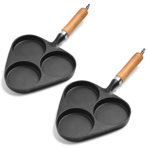 2X 3 Mold Cast Iron Breakfast Fried Egg Pancake Omelette Fry Pan