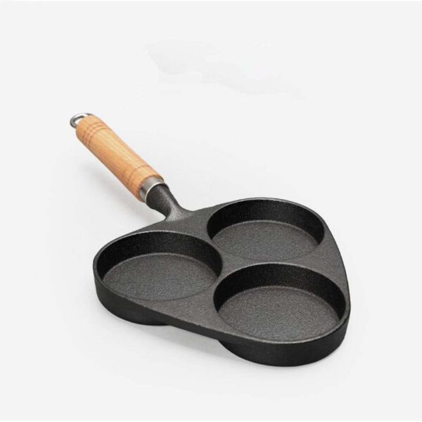 3 Mold Cast Iron Breakfast Fried Egg Pancake Omelette Fry Pan