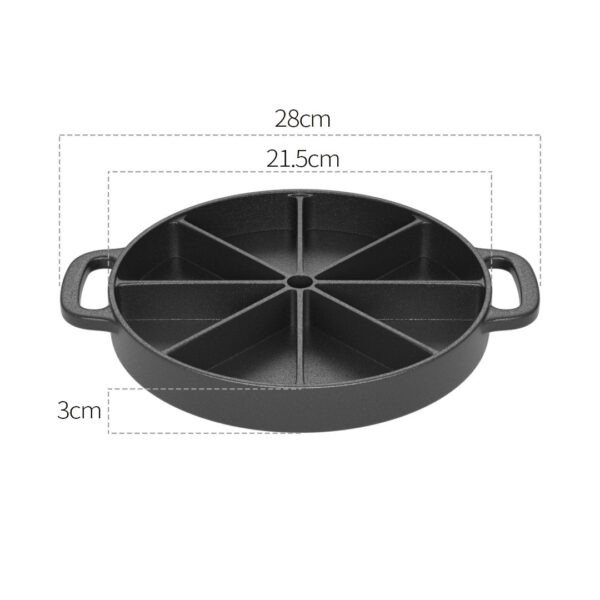 2X 21.5CM Round Cast Iron Baking Wedge Pan Cornbread Cake 8-Slice Baking Dish with Handle