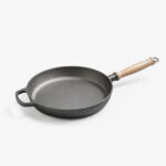 27cm Round Cast Iron Frying Pan Skillet Steak Sizzle Platter with Helper Handle