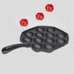 2X 18CM Cast Iron Takoyaki Fry Pan Octopus Balls Maker 12 Hole Cavities Grill Mold