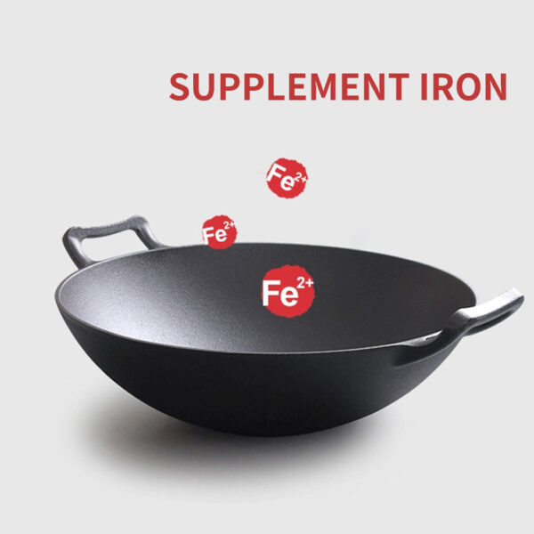 32cm Cast Iron Wok FryPan Fry Pan with Double Handle