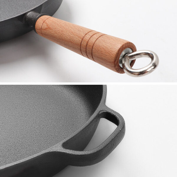 2X 25cm Round Cast Iron Frying Pan Skillet Steak Sizzle Platter with Helper Handle