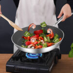 Stainless Steel Fry Pan 24cm Frying Pan Induction FryPan Non Stick Interior