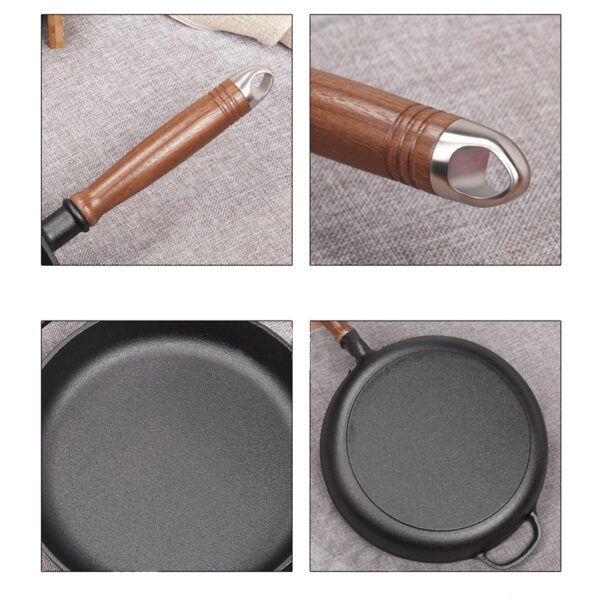 29cm Round Cast Iron Frying Pan Skillet Steak Sizzle Platter with Helper Handle