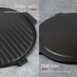 30CM Round Cast Iron Korean BBQ Grill Plate with Handles and Drip Lip