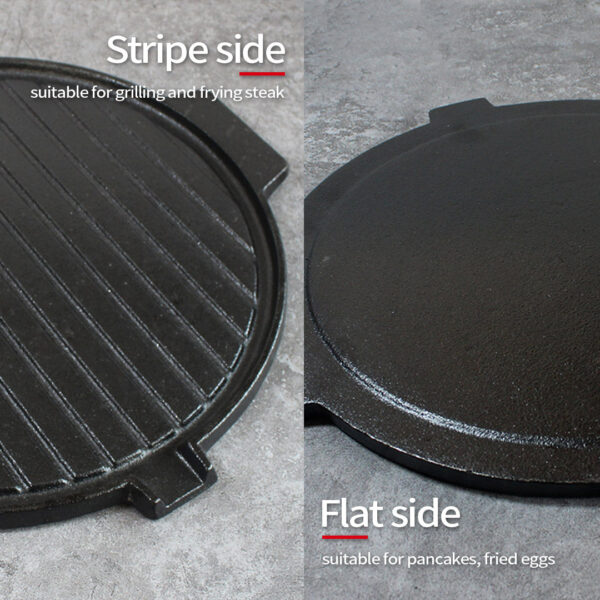 30CM Round Cast Iron Korean BBQ Grill Plate with Handles and Drip Lip