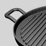 30cm Ribbed Cast Iron Frying Pan Skillet Coating Steak Sizzle Platter