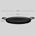 28cm Ribbed Cast Iron Frying Pan Skillet Coating Steak Sizzle Platter