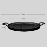 30cm Ribbed Cast Iron Frying Pan Skillet Coating Steak Sizzle Platter