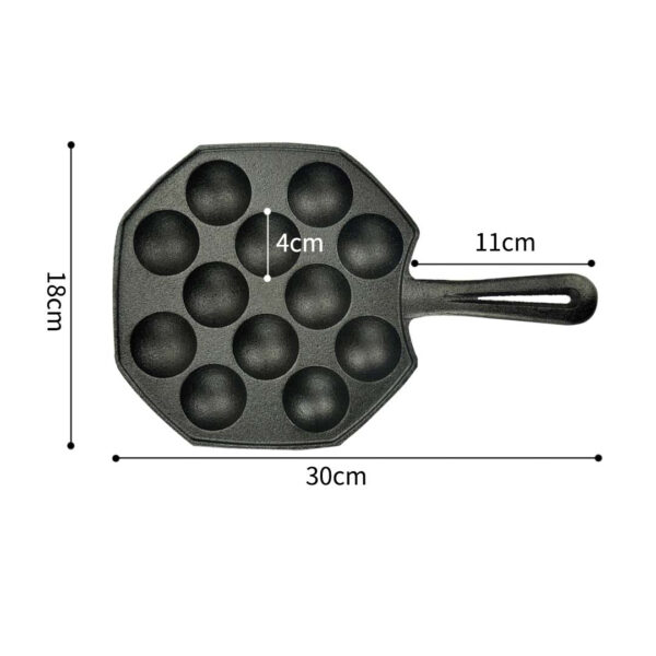 2X 18CM Cast Iron Takoyaki Fry Pan Octopus Balls Maker 12 Hole Cavities Grill Mold