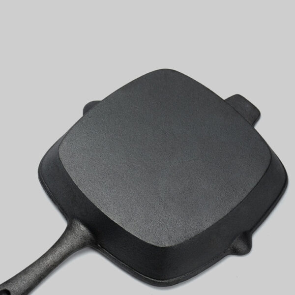 2X 26cm Square Ribbed Cast Iron Frying Pan Skillet Steak Sizzle Platter with Handle