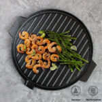 2X 30CM Round Cast Iron Korean BBQ Grill Plate with Handles and Drip Lip