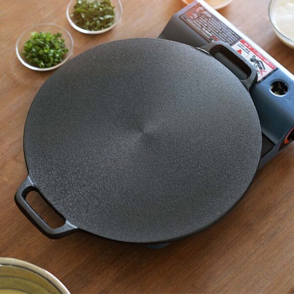 2X 37cm Cast Iron Induction Crepes Pan Baking Cookie Pancake Pizza Bakeware