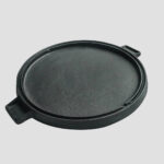 2X 43cm Round Ribbed Cast Iron Frying Pan Skillet Steak Sizzle Platter with Handle