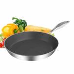 Stainless Steel Fry Pan 24cm Frying Pan Induction FryPan Non Stick Interior