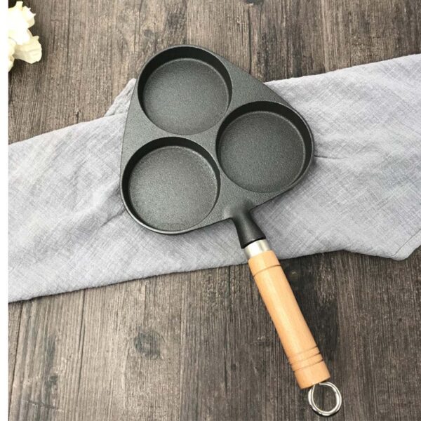 3 Mold Cast Iron Breakfast Fried Egg Pancake Omelette Fry Pan