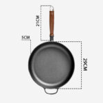 29cm Round Cast Iron Frying Pan Skillet Steak Sizzle Platter with Helper Handle