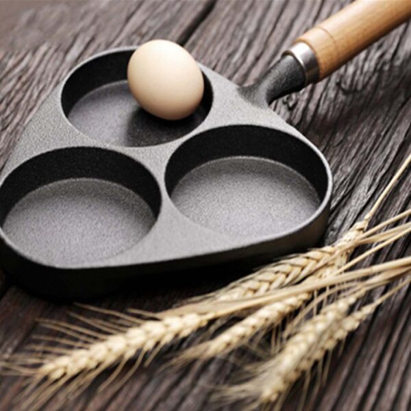 3 Mold Cast Iron Breakfast Fried Egg Pancake Omelette Fry Pan