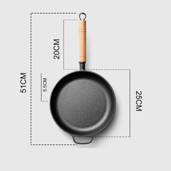 2X 25cm Round Cast Iron Frying Pan Skillet Steak Sizzle Platter with Helper Handle