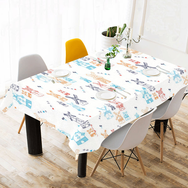 Hand Drawn Windmill Pattern Tablecloth - Vilavase