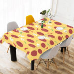 Pizza Salami Mushroom Texture Pattern Tablecloth - Vilavase