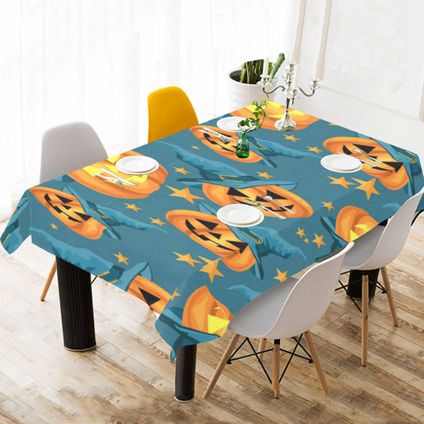Halloween Pumpkin Witch Hat Pattern Tablecloth - Vilavase