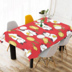 Meneki Neko Lucky Cat Pattern Red Theme Tablecloth - Vilavase