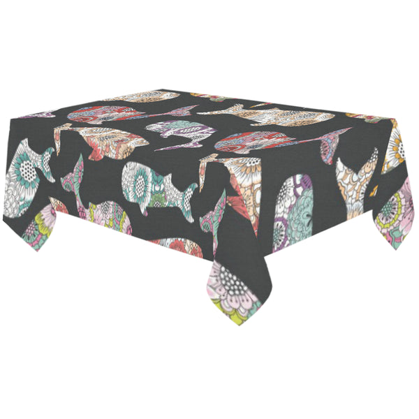 Whale Flower Tribal Pattern Tablecloth - Vilavase