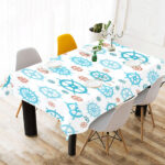 Nautical Steering Wheel Rudder Pattern Background Tablecloth - Vilavase