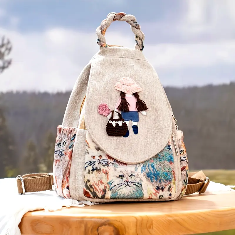 Handmade Girl Print Backpack – Fabric Design by Vilavase