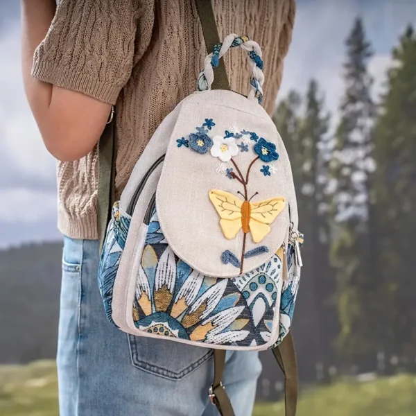 Flower and Butterfly Print Backpack – Fabric Design by Vilavase