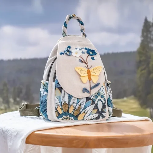 Flower and Butterfly Print Backpack – Fabric Design by Vilavase