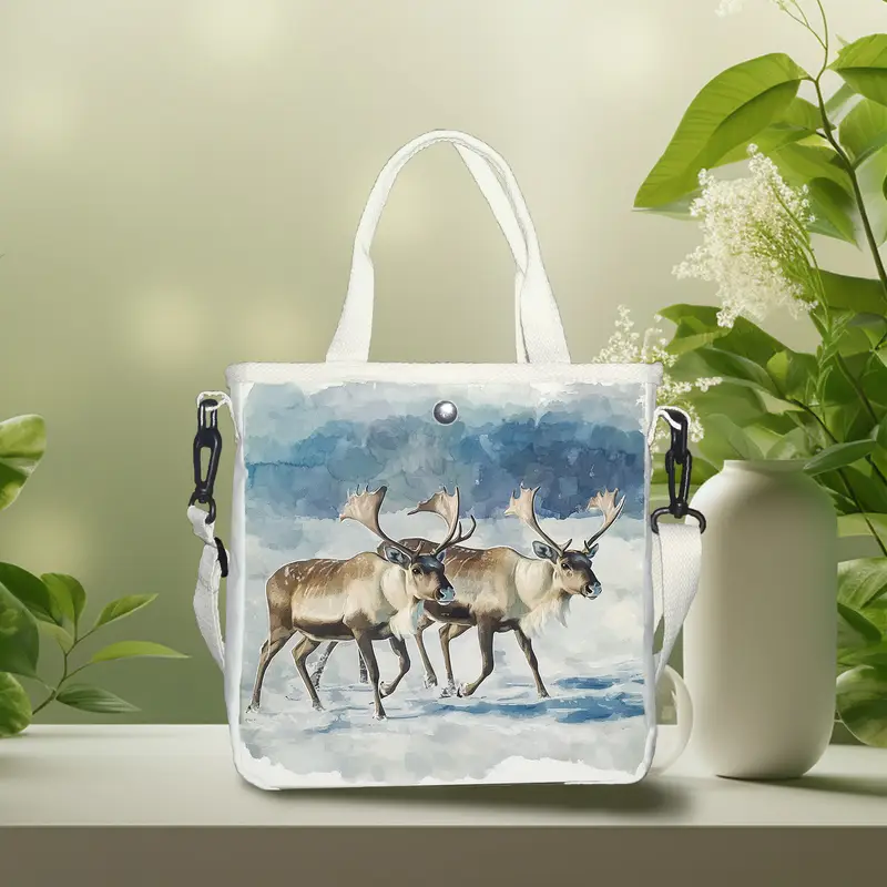 Reindeer Print Foldable Tote Bag - Vilavase