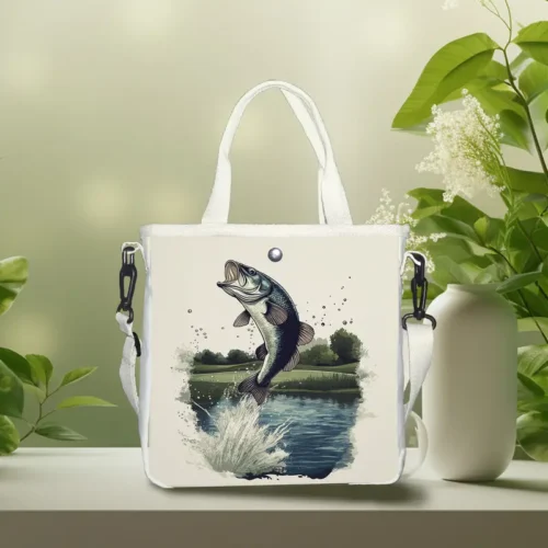 Go Fishing Print Foldable Tote Bag - Vilavase