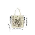 Chic Deer Illustration Print Foldable Tote Bag - Vilavase