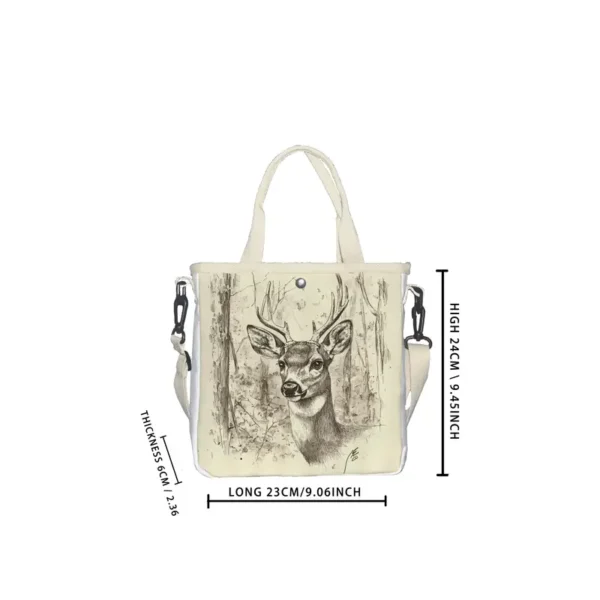 Chic Deer Illustration Print Foldable Tote Bag - Vilavase