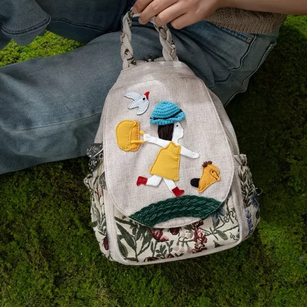 Girl in Yellow Shirt Print Backpack – Fabric Design by Vilavase
