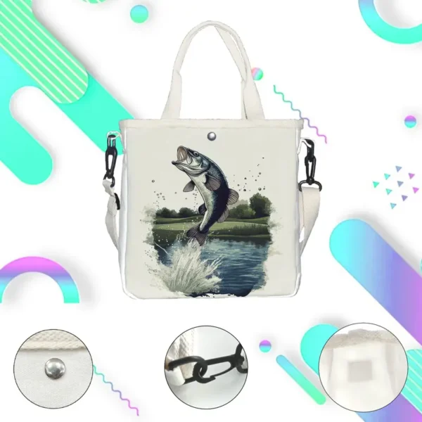 Go Fishing Print Foldable Tote Bag - Vilavase