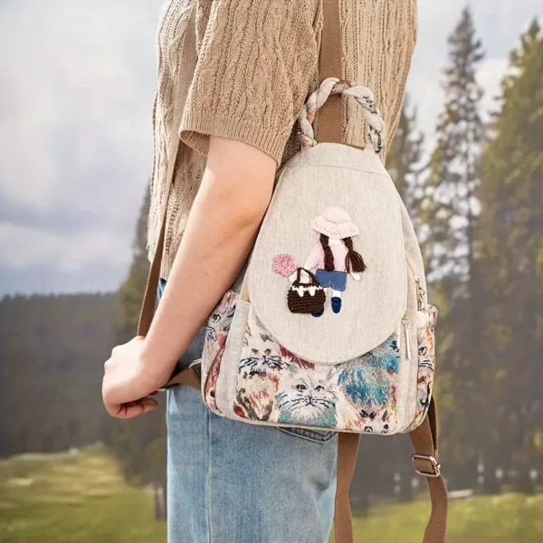 Handmade Girl Print Backpack – Fabric Design by Vilavase