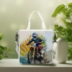Stylish Motorcyclist Print Foldable Tote Bag - Vilavase