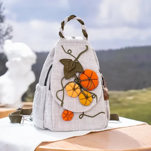 Vintage Pumpkin Print Backpack – Fabric Design by Vilavase