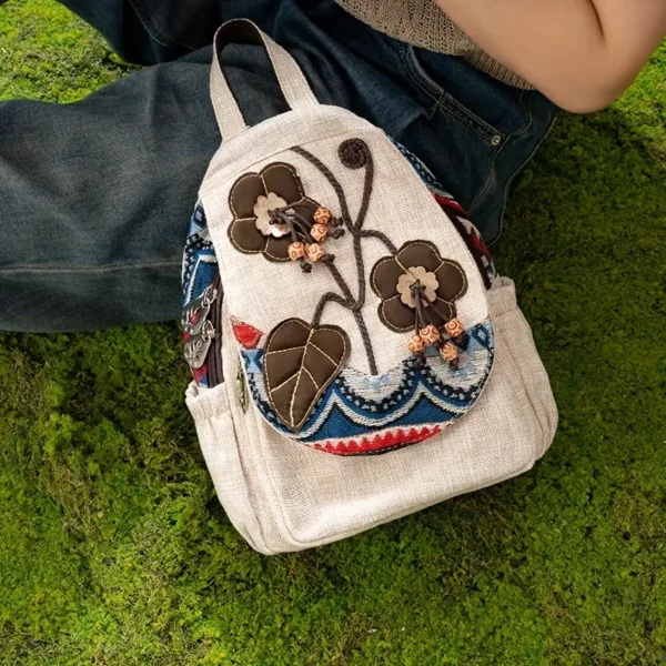 Floral Design Boho-Chic Handwoven Print Backpack – Fabric Design by Vilavase
