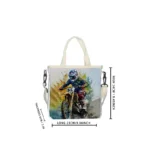 Stylish Motorcyclist Print Foldable Tote Bag - Vilavase