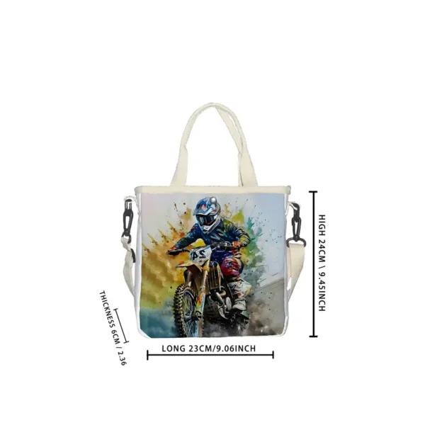 Stylish Motorcyclist Print Foldable Tote Bag - Vilavase