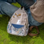 Whimsical Cat & Floral Print Backpack – Fabric Design by Vilavase